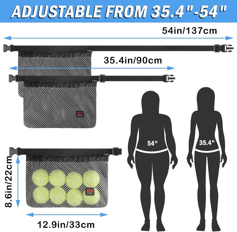 NVAAV Tennis Ball Band Holder, Pickleball Ball Waist Bag with Adjustable Belt, Tennis Waist Storage Pouch, Mesh Waist Hip Ball Bag Pouch Carrier, Holding 8-10 Balls for Tennis, Pickleball, Golf Accessories - Image 2